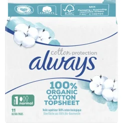 Always Maandverband Bio Cotton Protection Ultra Normal met Vleugels 11 stuks