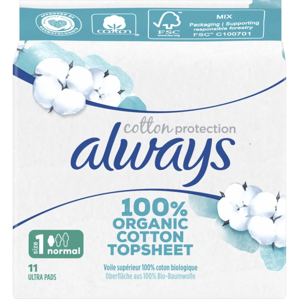 Always Maandverband Bio Cotton Protection Ultra Normal met Vleugels 11 stuks
