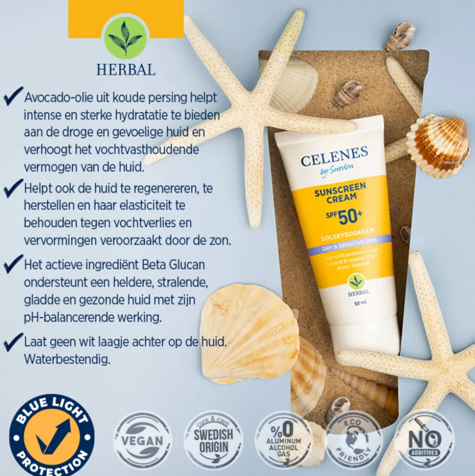 Celenes Herbal Zonnebrandcreme SPF 50+ Gevoelige en Droge Huid 50 ml