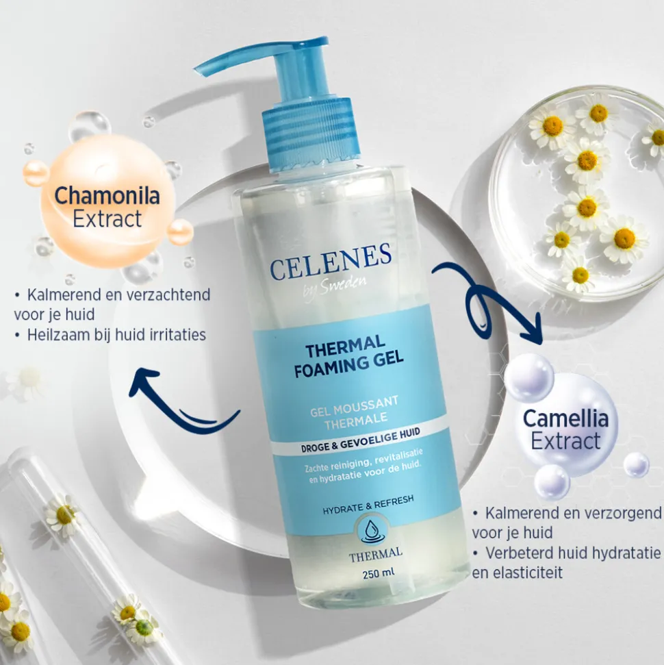 Celenes Thermal Reinigende Foam Gel Droge / Gevoelige Huid 250 ml