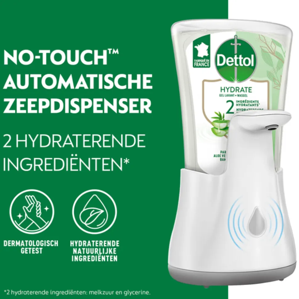 Dettol No-Touch Automatische Zeepdispenser Zilver Aloe Vera Navulling 250 ml