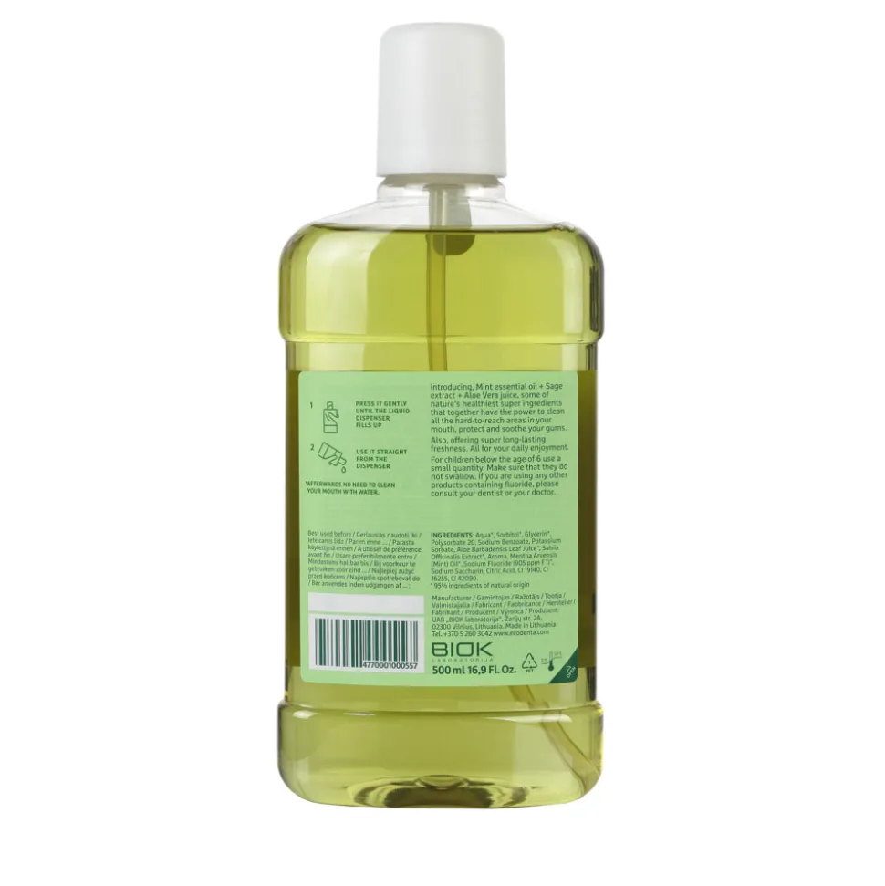 Ecodenta Mondwater Multifunctional Salie Aloë Vera & Muntolie 500 ml