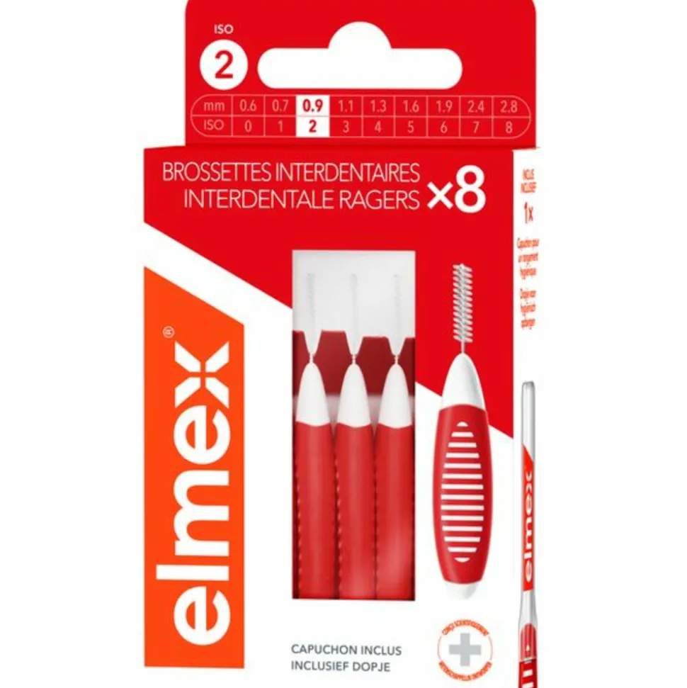 Elmex Interdentale Ragers 0,9 mm Rood ISO Maat 2 8 stuks