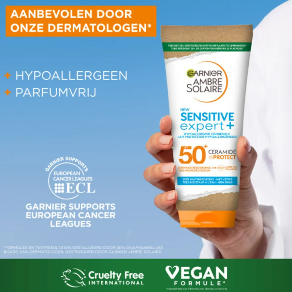 Garnier Ambre Solaire Sensitive Expert+ Zonnebrandmelk SPF 50+ Ceramide Protect 175 ml