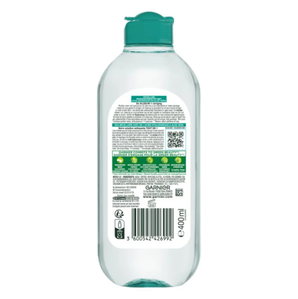 Garnier SkinActive Hyaluronzuur Aloë Vera Micellair Reinigingswater 400 ml
