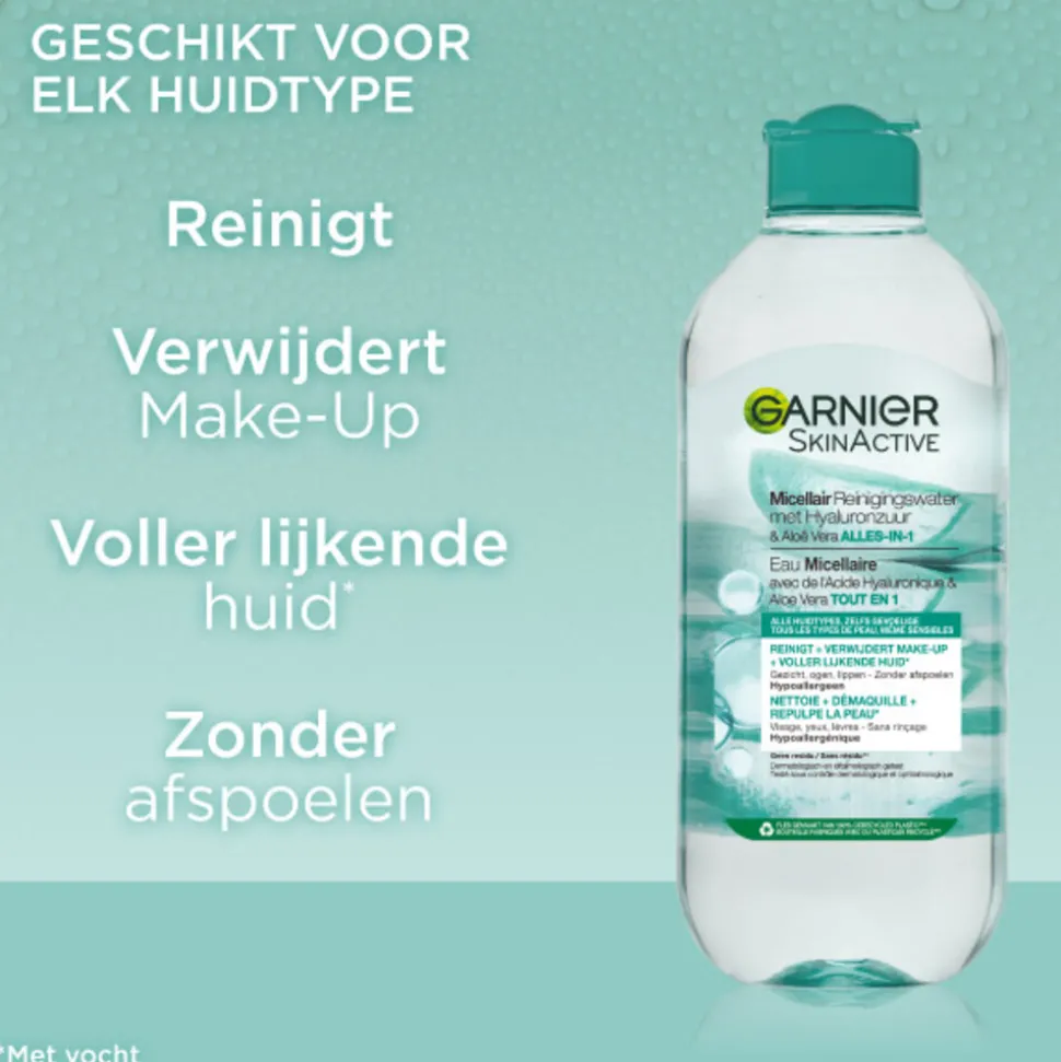 Garnier SkinActive Hyaluronzuur Aloë Vera Micellair Reinigingswater 400 ml