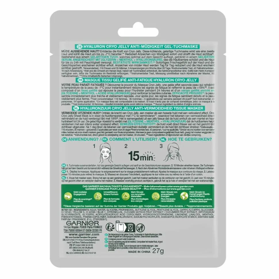 Garnier SkinActive Hyaluron Cryo Jelly Anti-vermoeidheid Sheet Masker