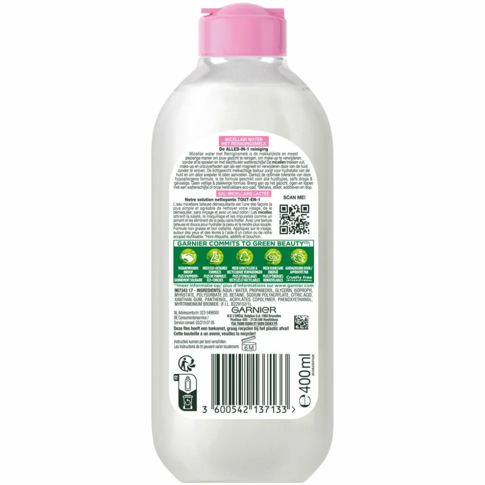 Garnier SkinActive Micellair Reinigingswater met Reinigingsmelk 400 ml