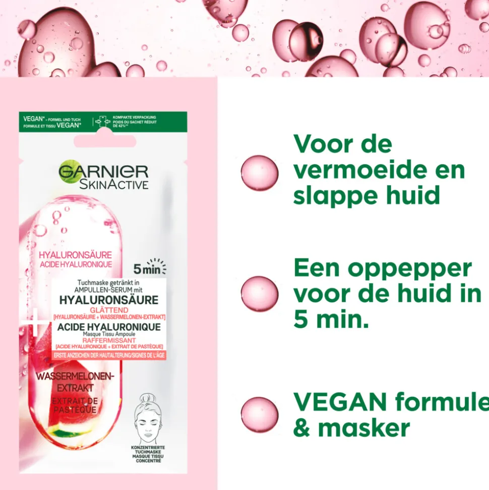 Garnier SkinActive Tissue Gezichtsmasker Watermeloen & Hyaluronzuur