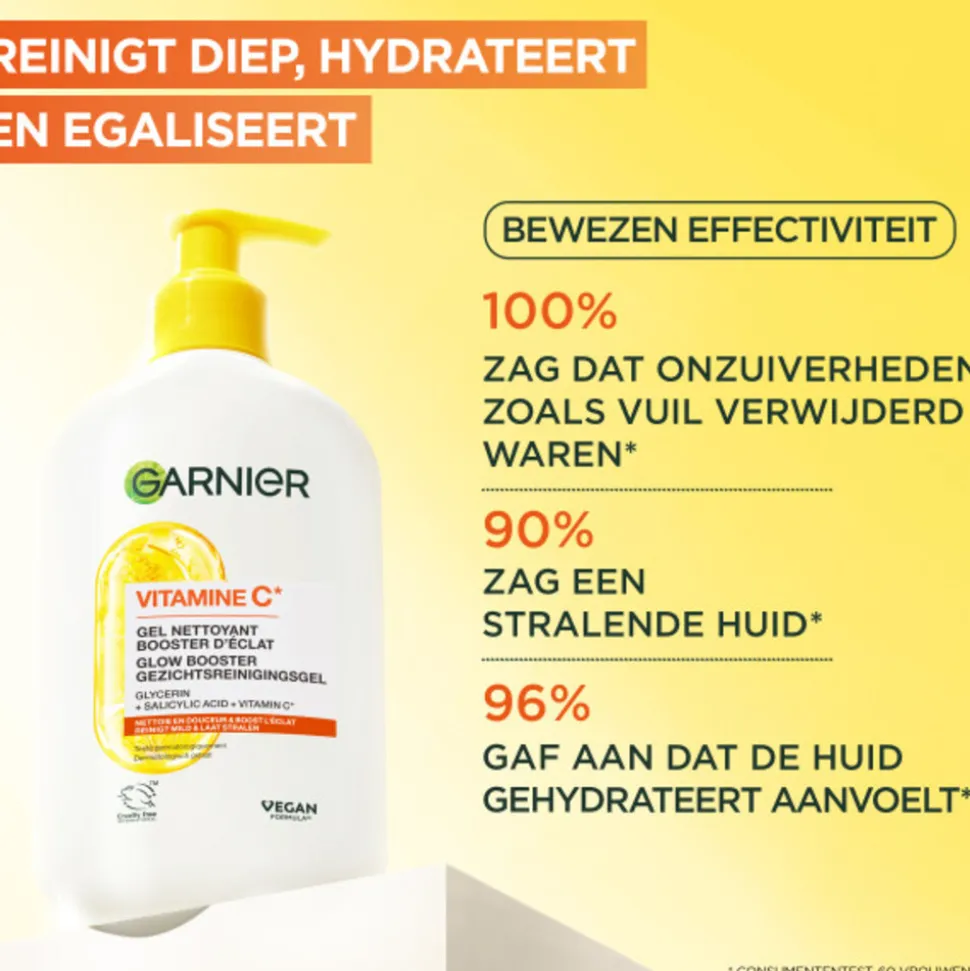 Garnier SkinActive Vitamine C Glow Booster Gezichtsreiningsgel 250 ml