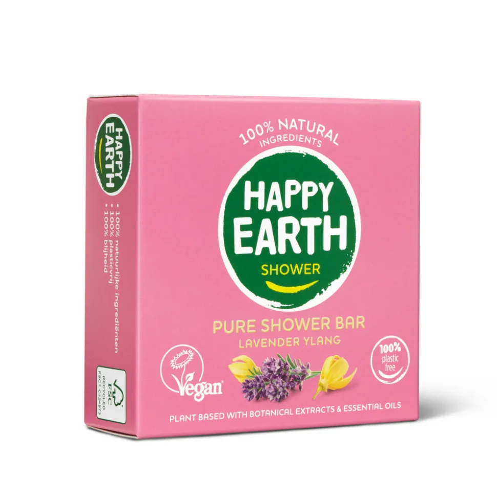 Happy Earth 100% Natuurlijke Shower Bar Lavender Ylang 90 gr