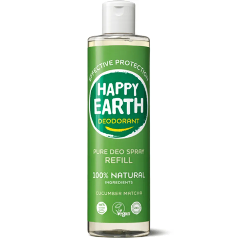 Happy Earth 100% Natuurlijke Deo Spray Navulling Cucumber Matcha 300 ml