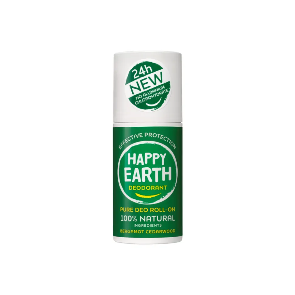 Happy Earth Deodorant Roll-On Bergamot Cedarwood 100% Natuurlijk 75 ml