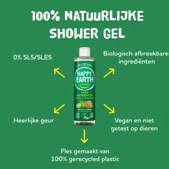 Happy Earth Douchegel Bergamot Cedarwood 100% Natuurlijk 300 ml