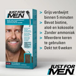 Just for Men Snor en Baard Middenbruin M35 1 set