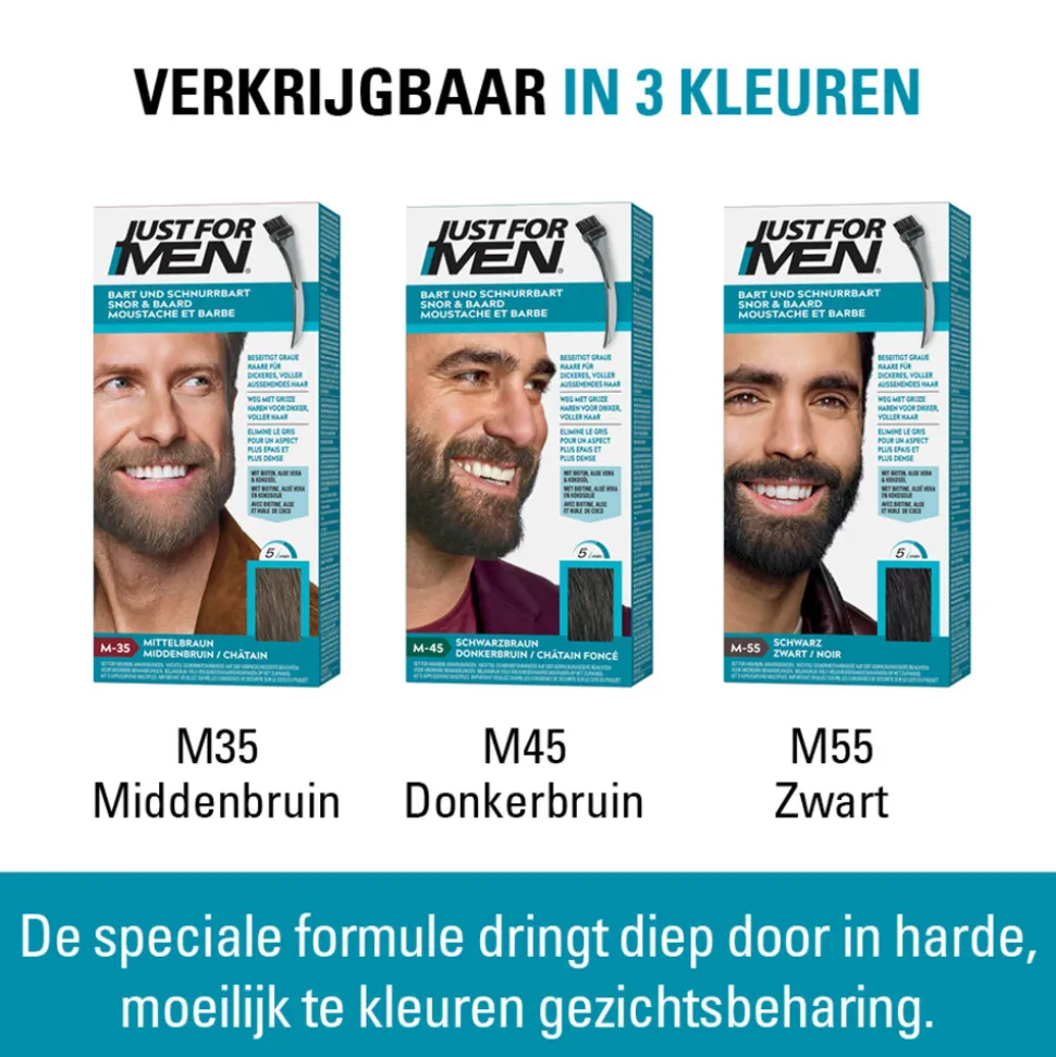 Just for Men Snor en Baard Zwart M55 1 set