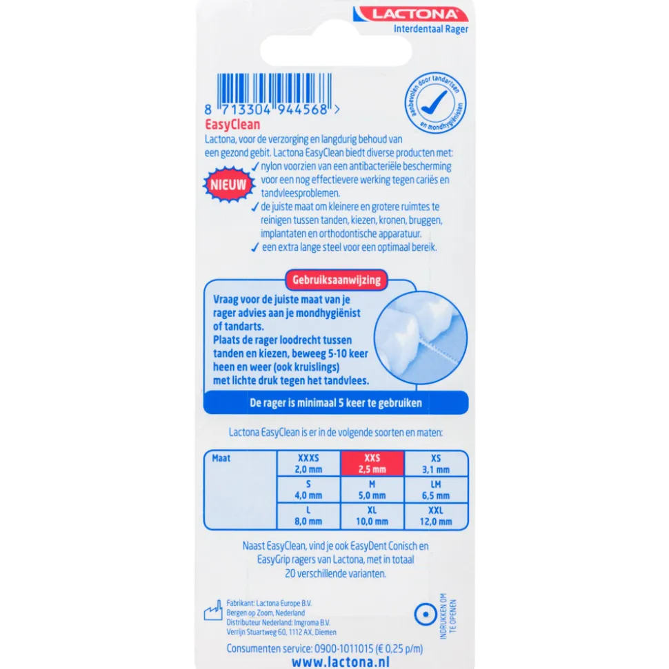 Lactona Ragers Easyclean XXS Long Geel Cilindrisch 2.5 mm 8 stuks