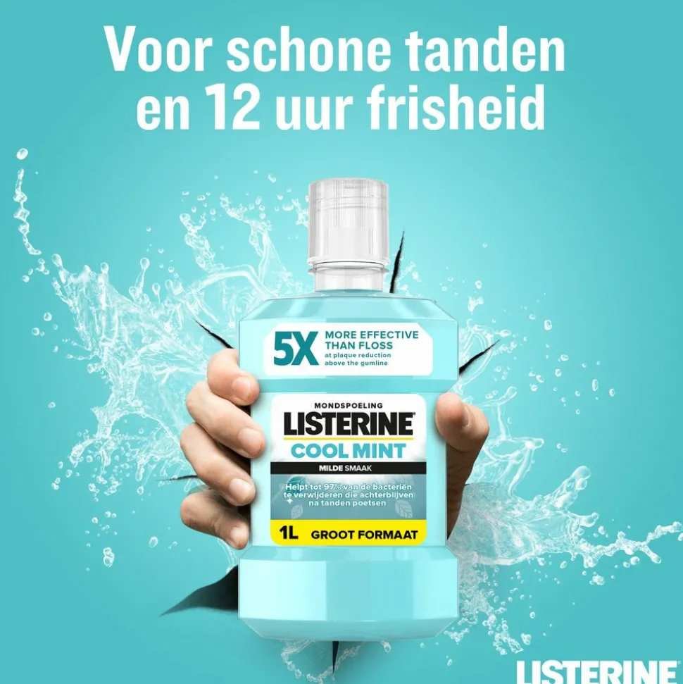 Listerine Mondwater Cool Mint Milde Smaak Zonder Alcohol 1 liter