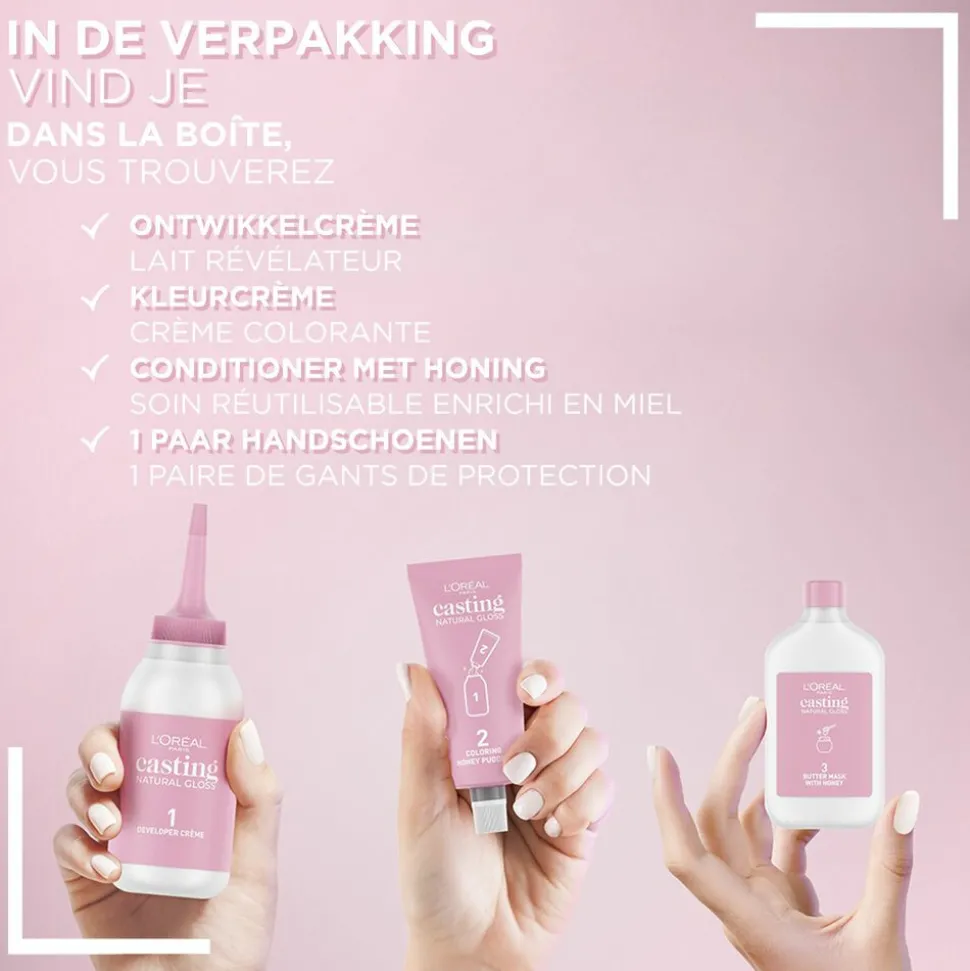 L'Oréal Casting Natural Gloss Semi-Permanente Haarkleuring 623 Nougat Donkerblond