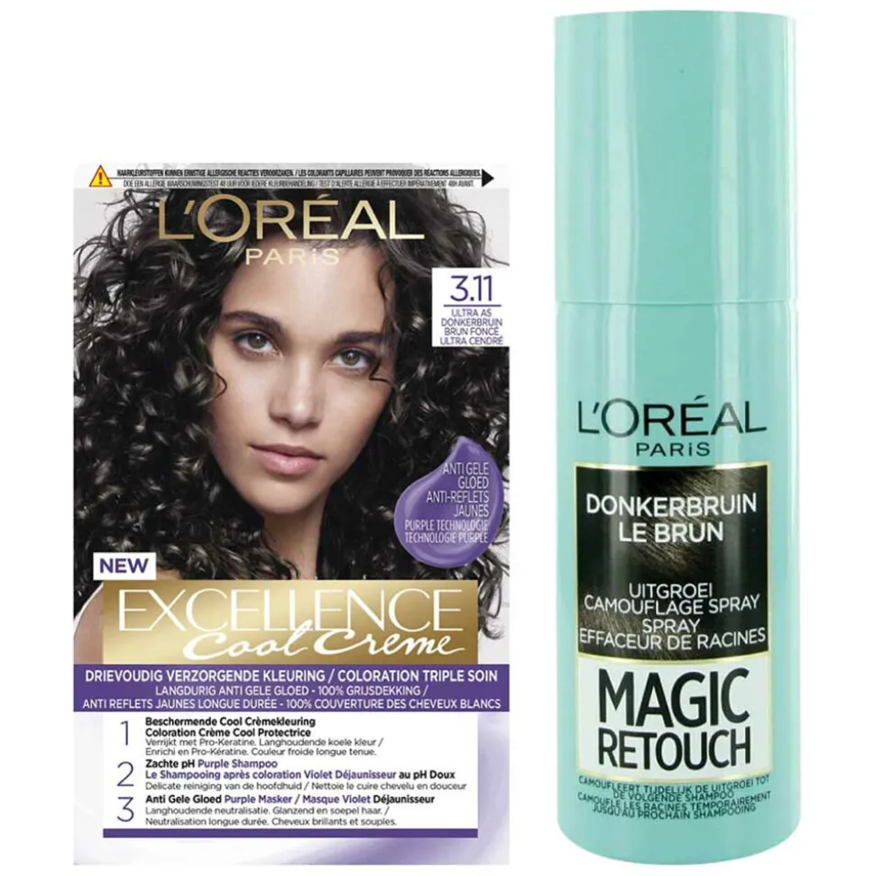 L'Oréal Cool Cream - Donkerbruin + Uitgroeispray Pakket