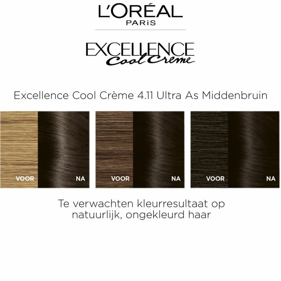 L'Oréal Excellence Cool Crème Permanente Crèmekleuring 4.11 - Ultra As Middenbruin