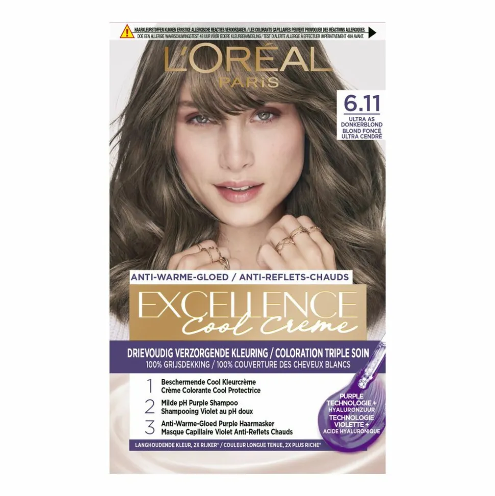 L'Oréal Excellence Cool Crème Permanente Crèmekleuring 6.11 - Ultra As Donkerblond