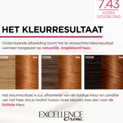 L'Oréal Excellence Crème Permanente Crèmekleuring 7.43 Koper Goudblond