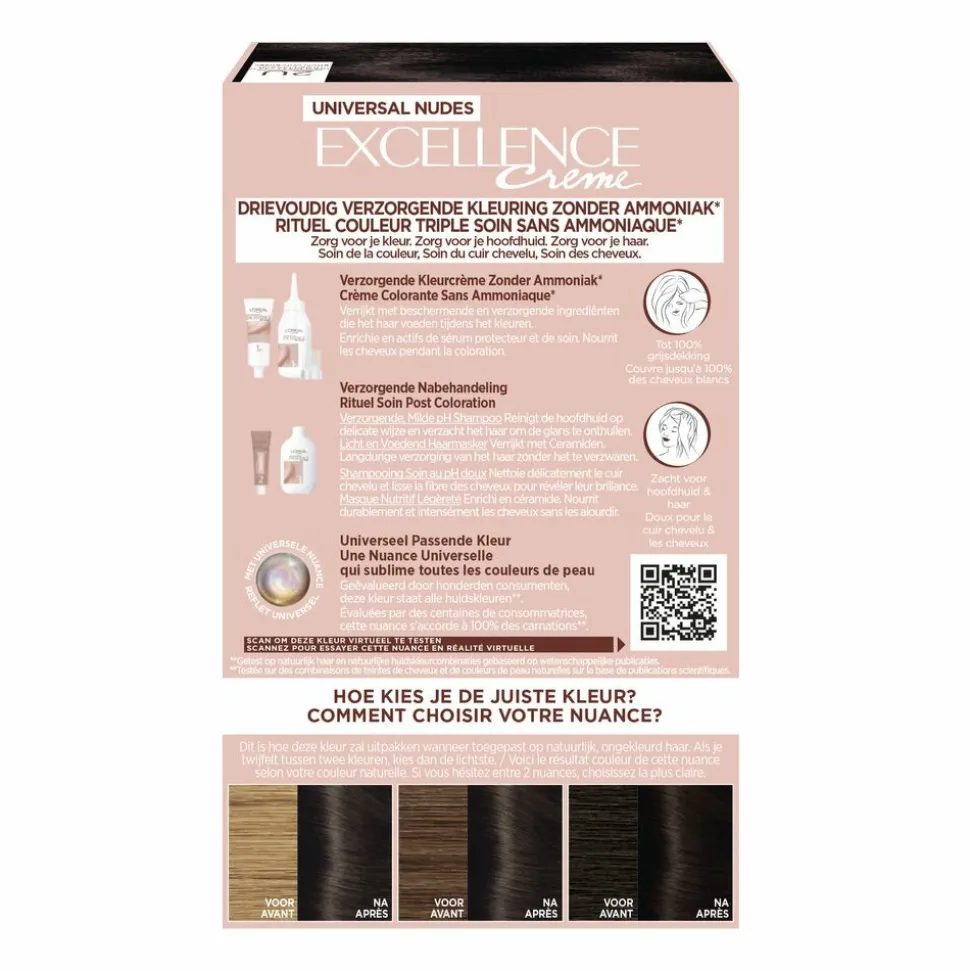 L'Oréal Excellence Crème Universal Nudes Permanente Haarkleuring 2U Universeel Zeer Donkerbruin