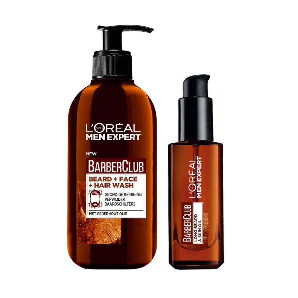 L'Oréal Men Expert BarberClub - Baardolie 1x 30 ml & 3-in-1 Face Wash 1x 200 ml - Pakket