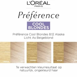 L'Oréal Préférence Cool Blondes Permanente Haarkleuring 8.12 Licht As Beigeblond