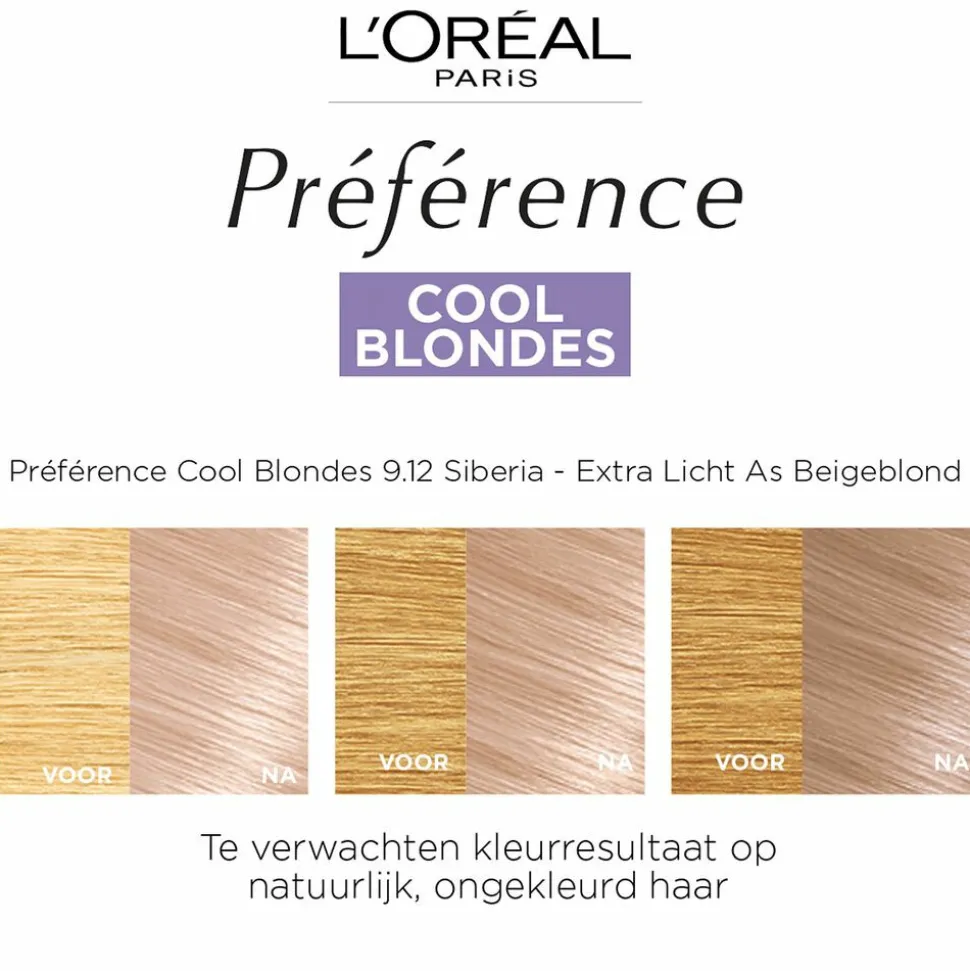 L'Oréal Préférence Cool Blondes Permanente Haarkleuring 9.12 Siberia - Extra Licht As Beigeblond