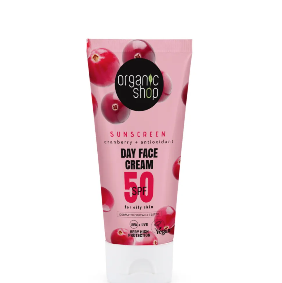 Organic Shop Zonnebrandcréme Gezicht SPF 50 Vette huid 50 ml