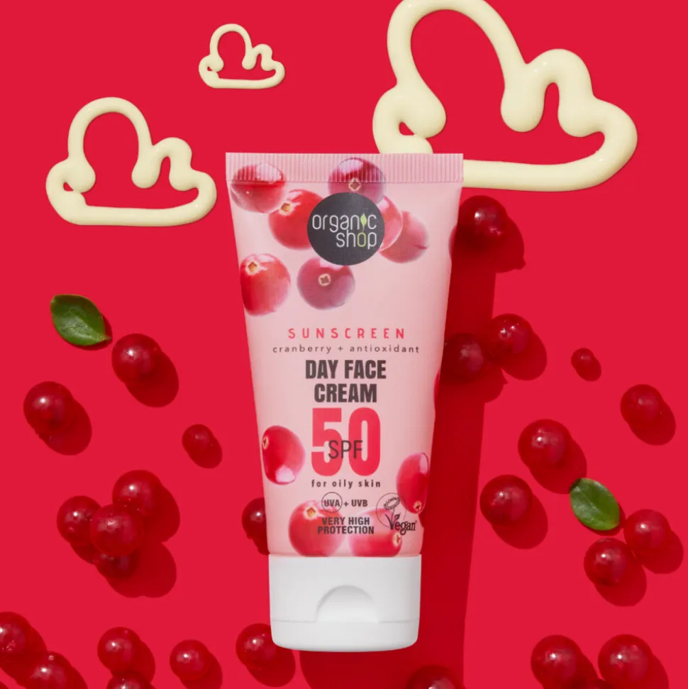 Organic Shop Zonnebrandcréme Gezicht SPF 50 Vette huid 50 ml