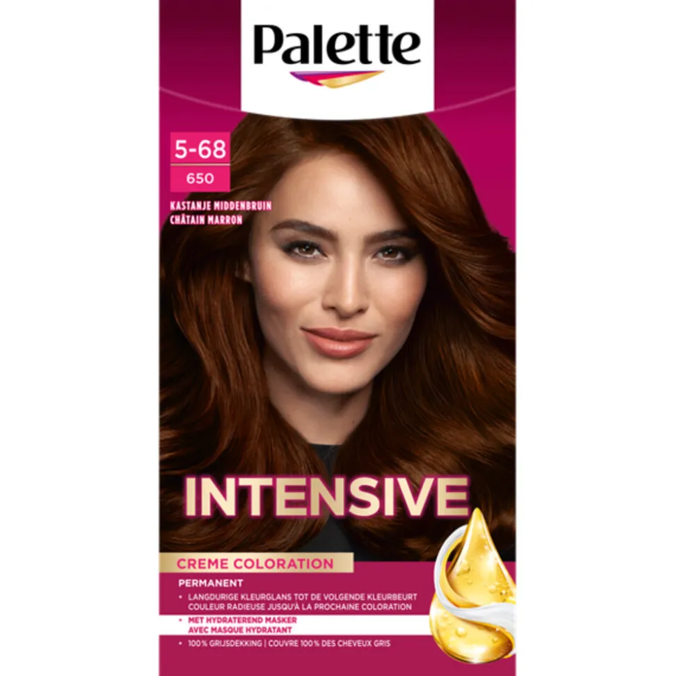 Palette Intensive Oil-Care Color Haarkleuring 650 Kastanje Middenbruin