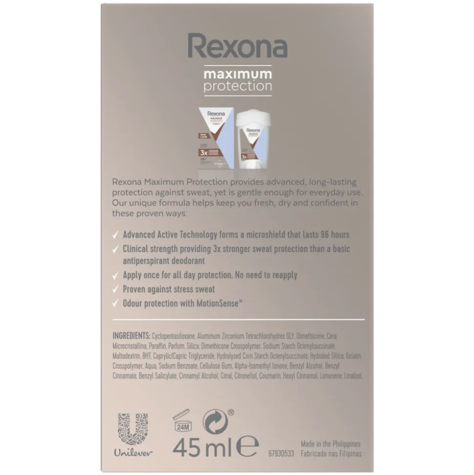 Rexona Deodorant Stick Cream Maximum Protection Clean Scent 45 ml