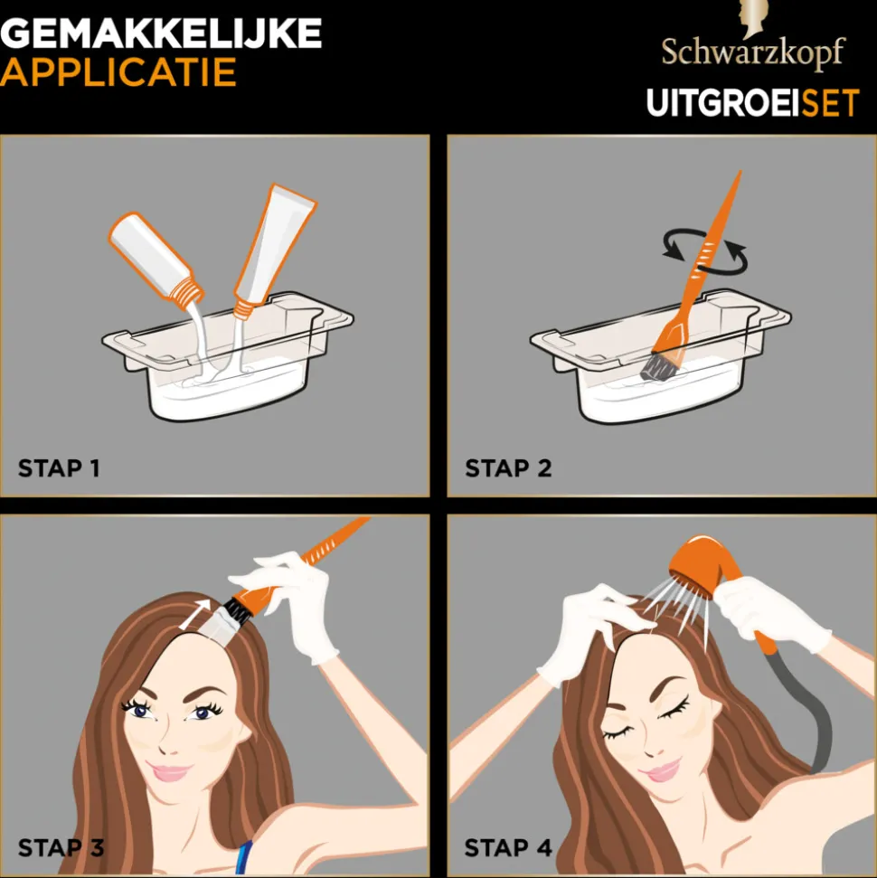 Schwarzkopf Uitgroeiset Haarverf Donkerbruin R4 1 set