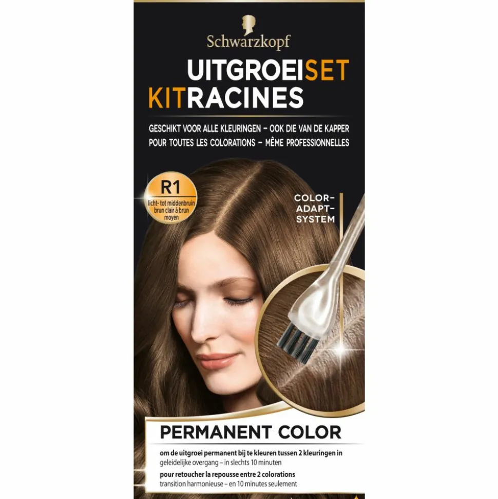 Schwarzkopf Uitgroeiset Haarverf Licht tot Middenbruin R1