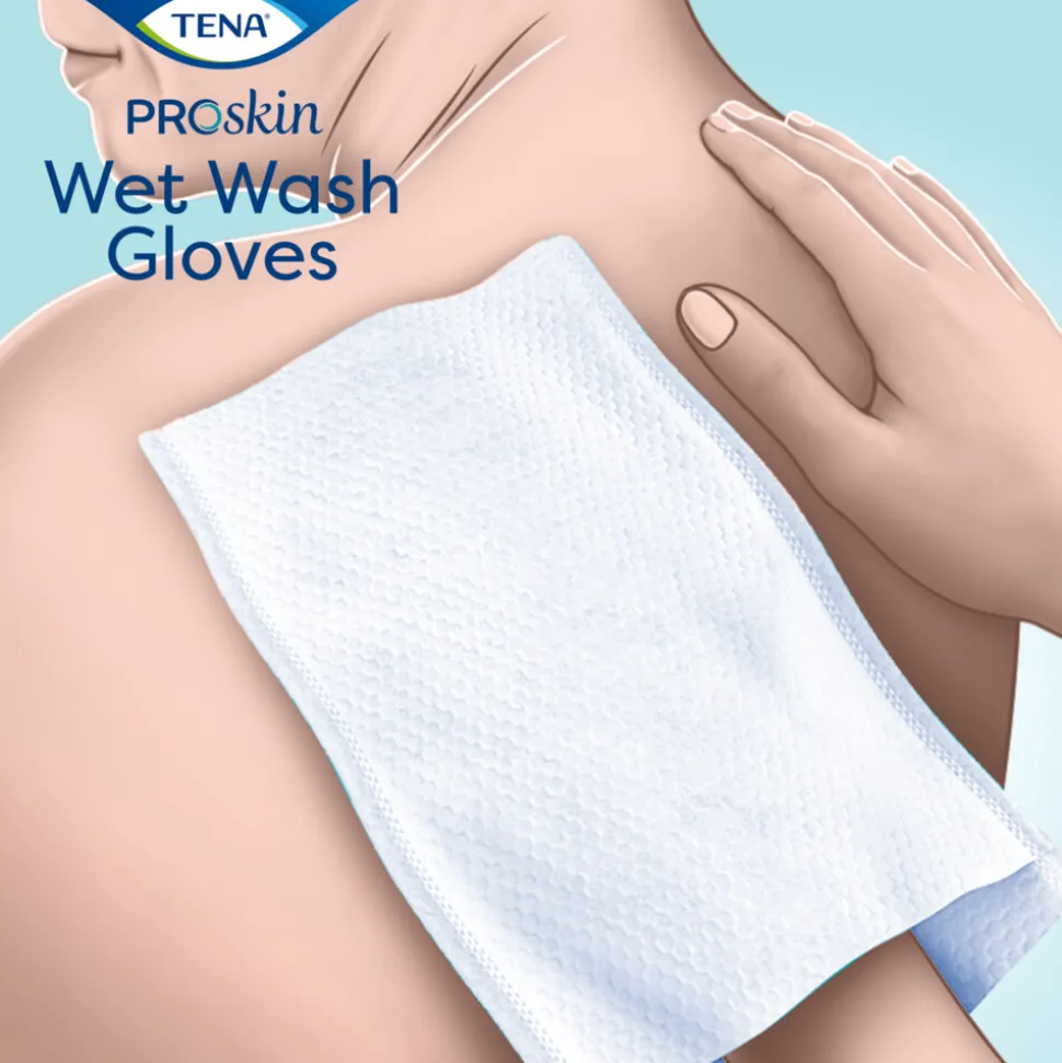 TENA Proskin Wet Wash Gloves Mild Geparfumeerd 8 stuks