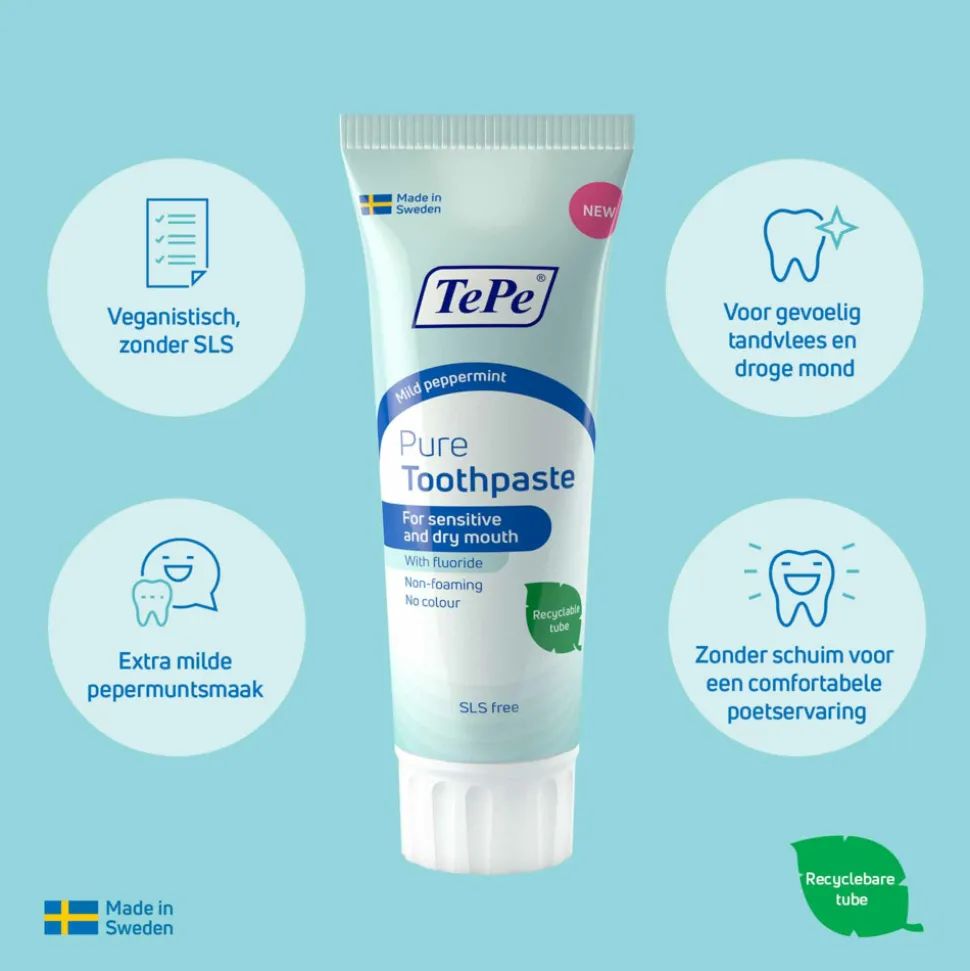 TePe Pure Tandpasta Mild Peppermint 75 ml