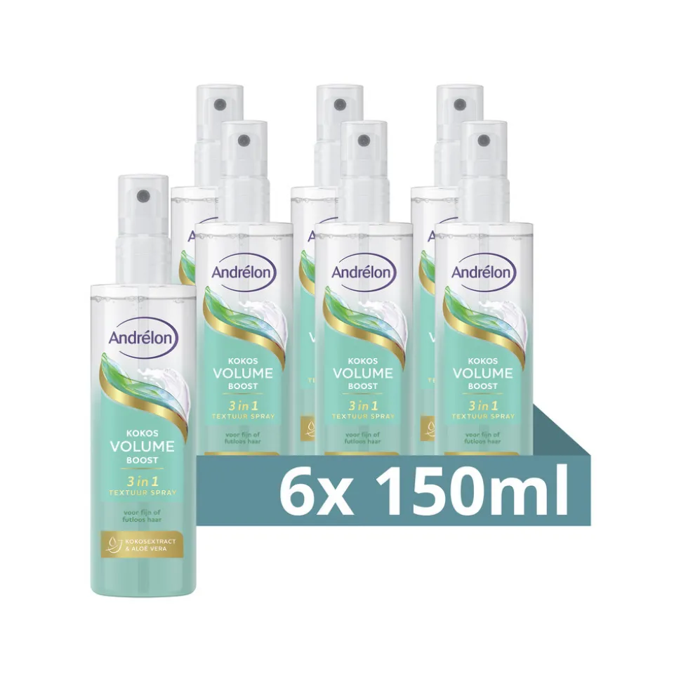 6x Andrélon 3-in-1 Textuur Spray Kokos Volume Boost 150 ml
