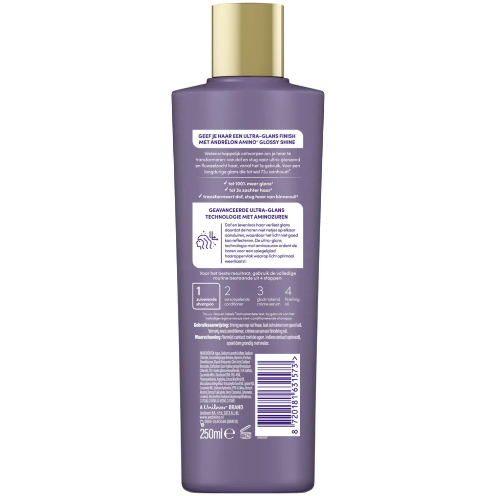 6x Andrélon Pro-Care Shampoo Amino+ Glossy Shine 250 ml
