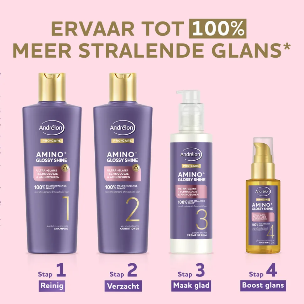 6x Andrélon Pro-Care Shampoo Amino+ Glossy Shine 250 ml