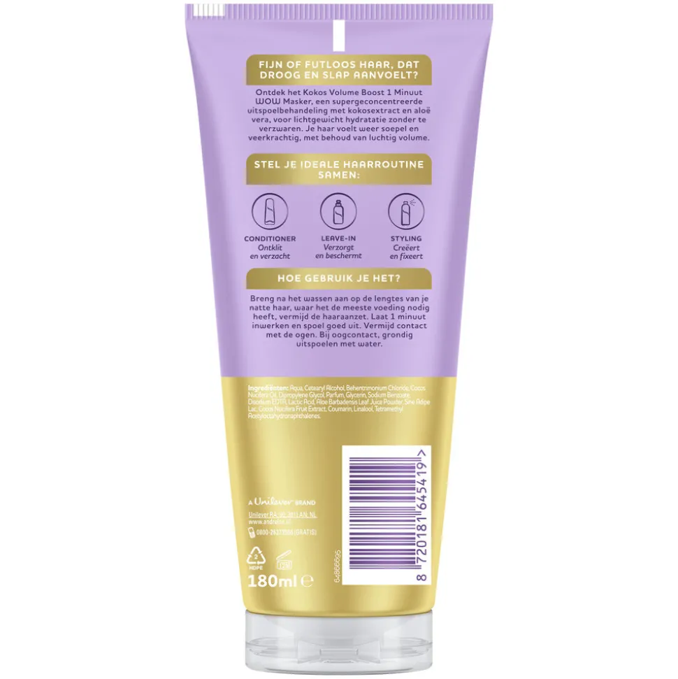 6x Andrélon WOW Masker Kokos Volume Boost 180 ml