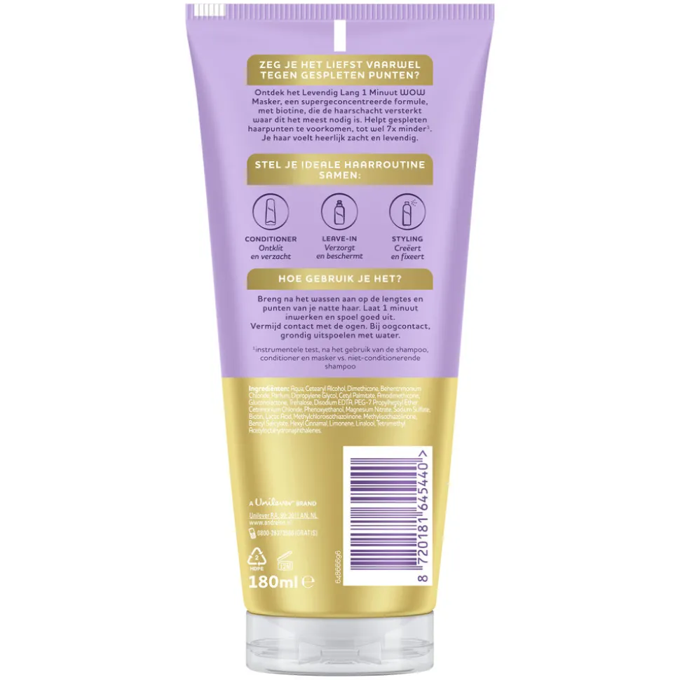 6x Andrélon WOW Masker Levendig Lang 180 ml
