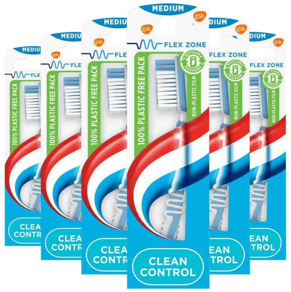 6x Aquafresh Tandenborstel Clean Control Medium