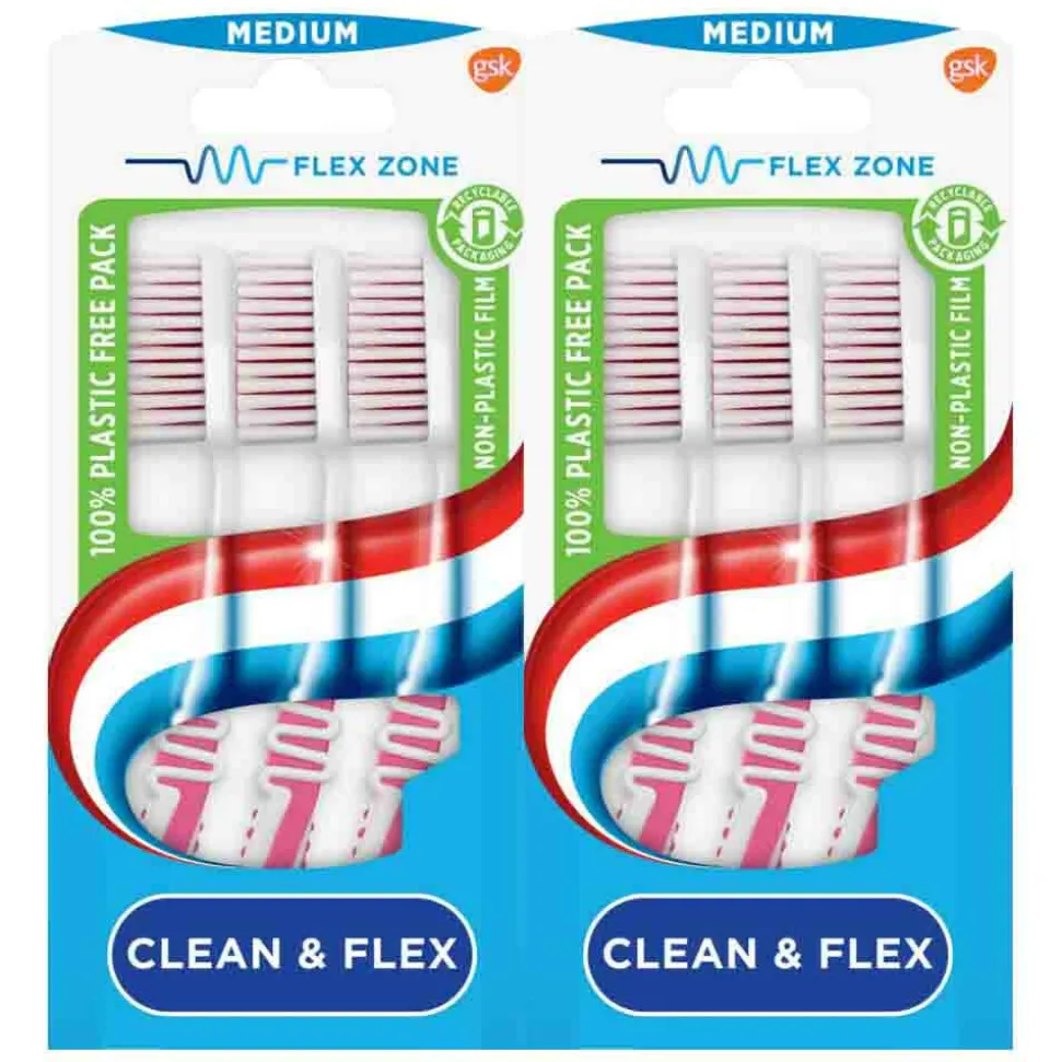 2x Aquafresh Tandenborstel Clean & Flex Medium 3 stuks
