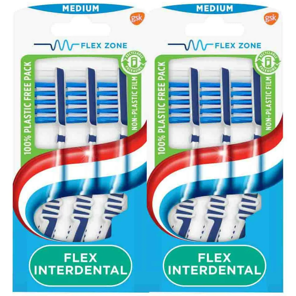 2x Aquafresh Tandenborstel Flex Interdental Medium 3 stuks