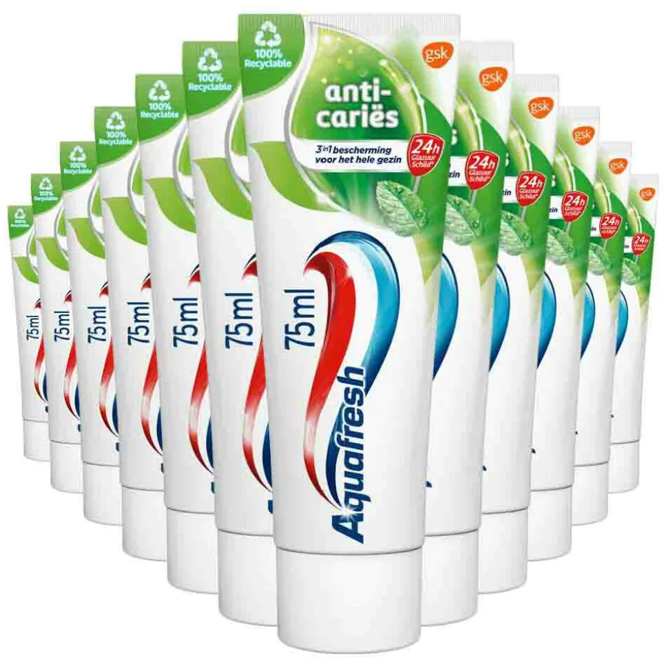 12x Aquafresh Tandpasta Anti-Caries 75 ml