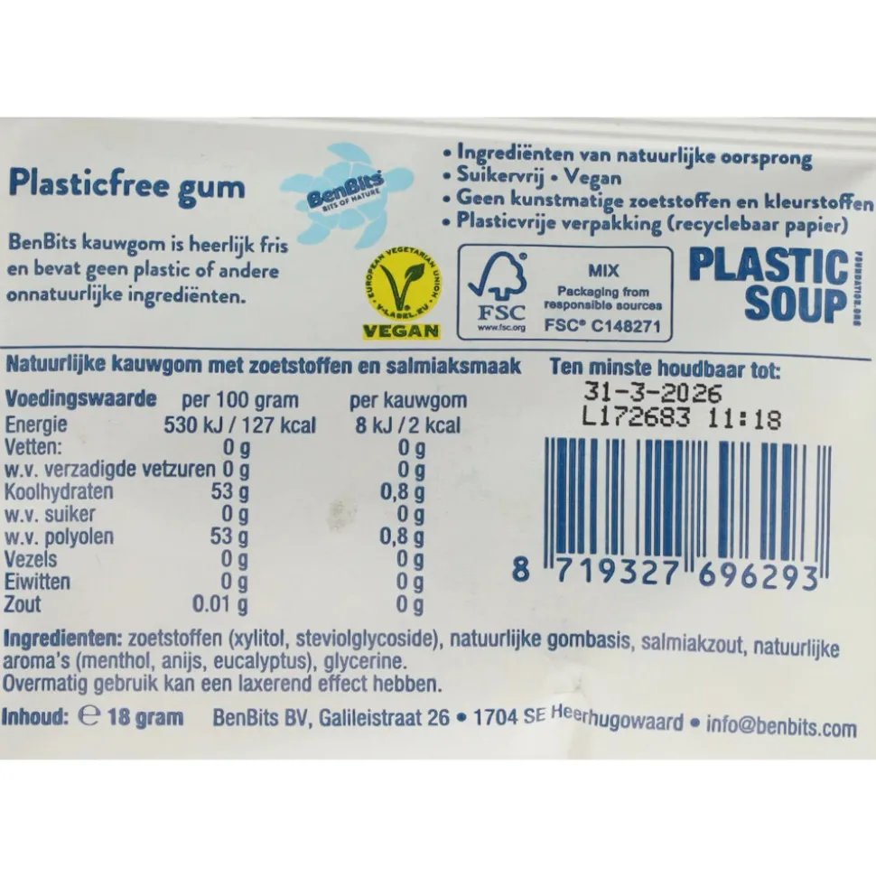4x BenBits Salmiak Single Zakje 18 gr