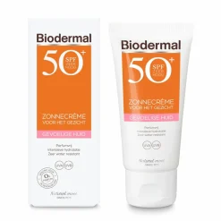 3x Biodermal Gevoelige Huid Zonnecrème Gezicht SPF 50+ 50 ml
